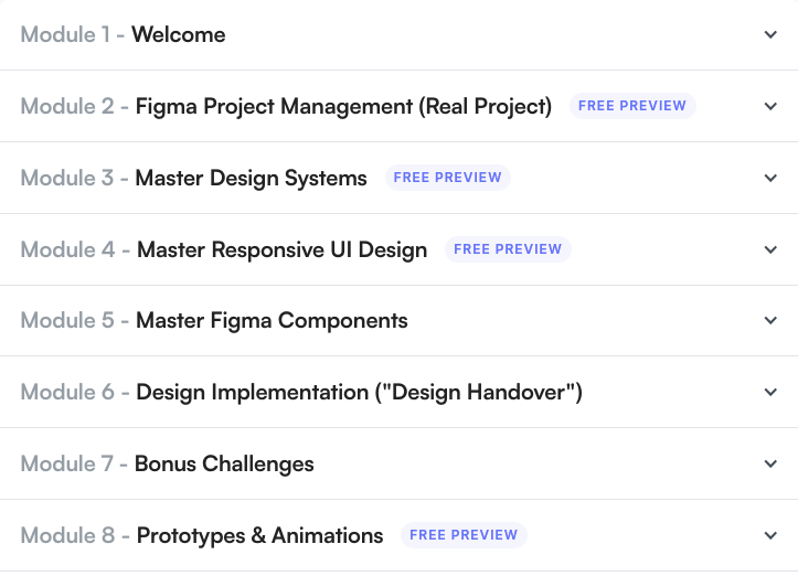 Temas del curso · Diseño: El Figma Ultimato curso completo 2022-8