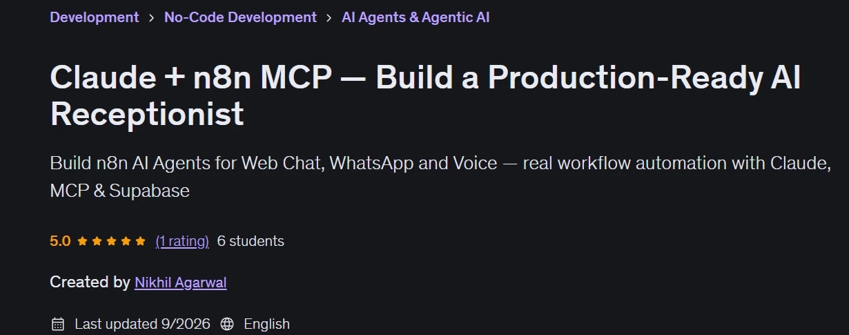 Pictures · Udemy — Claude + n8n MCP — Build a Production-Ready AI Receptionist 2026-9