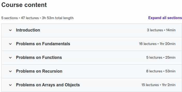 Course topics · Javascript for Logical Thinking and Problem Solving 2023-8