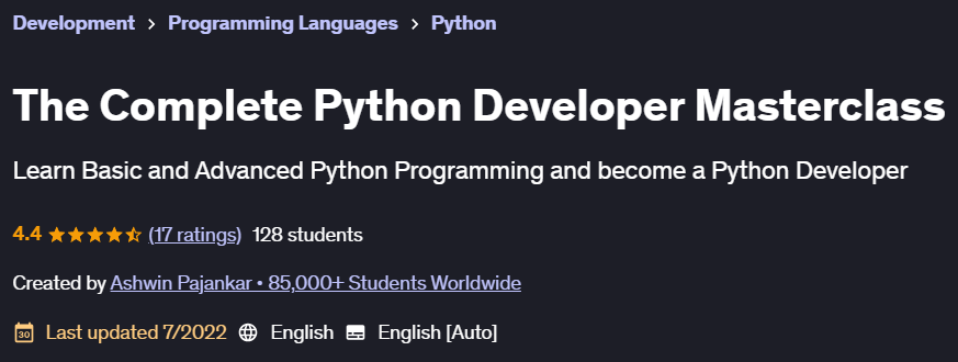 Pictures · Udemy — The Complete Python Developer Masterclass 2022-7