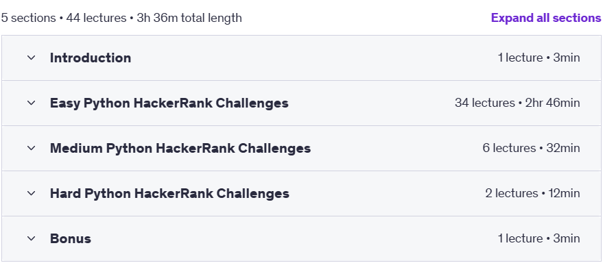 Course topics · Udemy — Python Programming with HackerRank: From Zero to Hero 2023-8