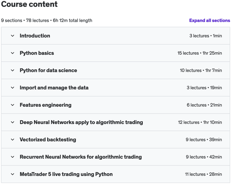 موضوعات الدورة · التعلم العميق للتداول الخوارزمي باستخدام Python 2022-2
