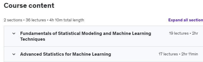 Course topics · LEARNING PATH: Statistics for Machine Learning 2018-3