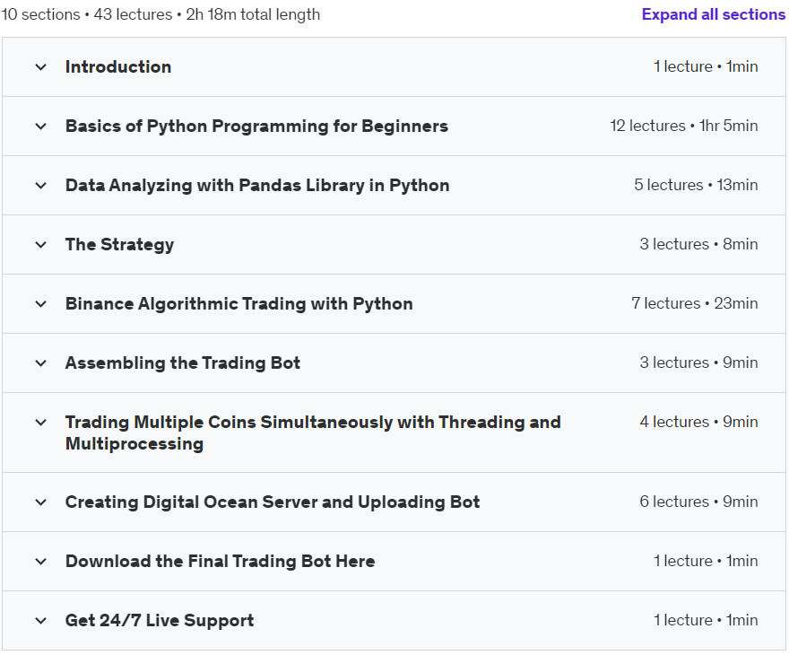 Course topics · Udemy — Cryptocurrency Investing with Python | Earn Passive Income ! 2023-1