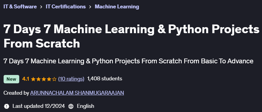 Pictures · Udemy — 7 Days 7 Machine Learning & Python Projects From Scratch 2024-12