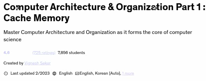 Pictures · Udemy — Computer Architecture & Organization Part 1 : Cache Memory 2023-2
