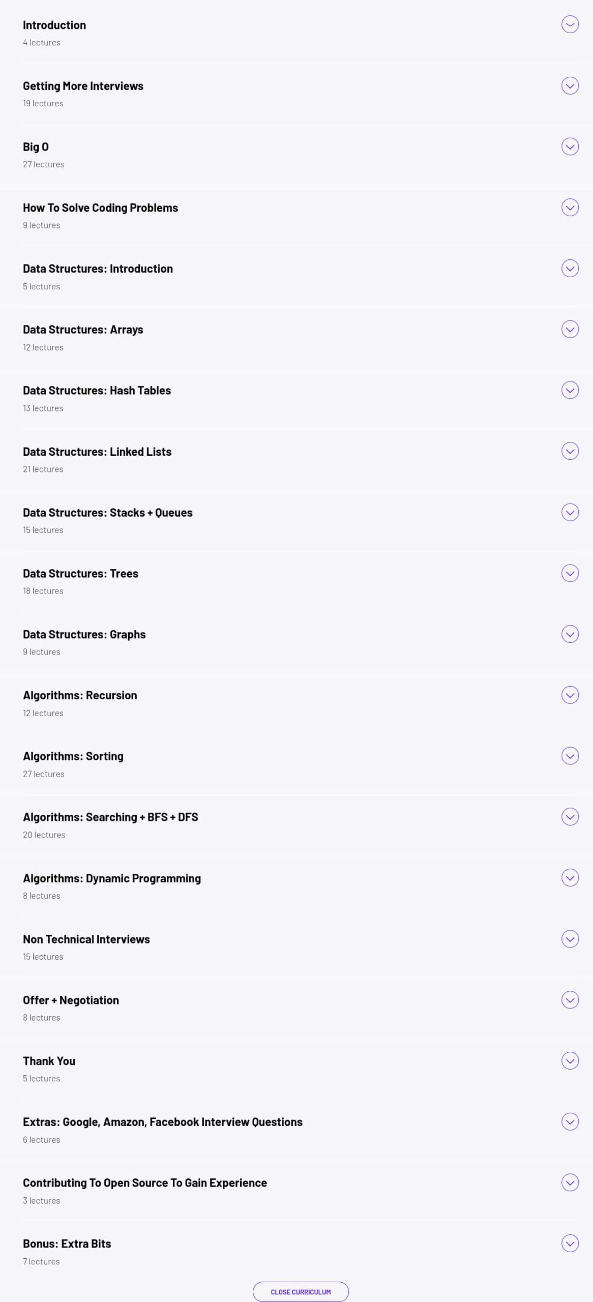 Course topics · ZeroToMastery – Master the Coding Interview: Data Structures + Algorithms 2025-4