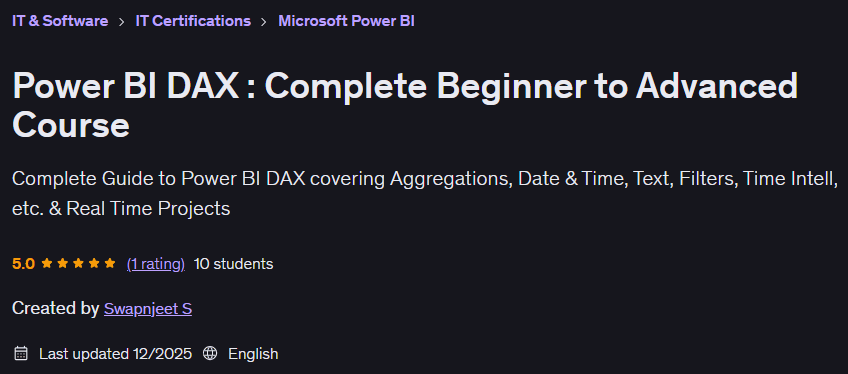 Pictures · Udemy — Power BI DAX : Complete Beginner to Advanced Course 2025-12