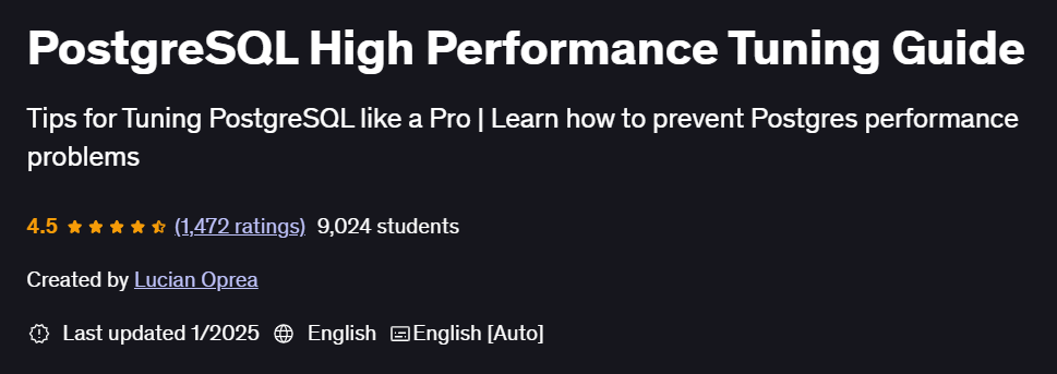 Pictures · Udemy — PostgreSQL High Performance Tuning Guide 2025-1