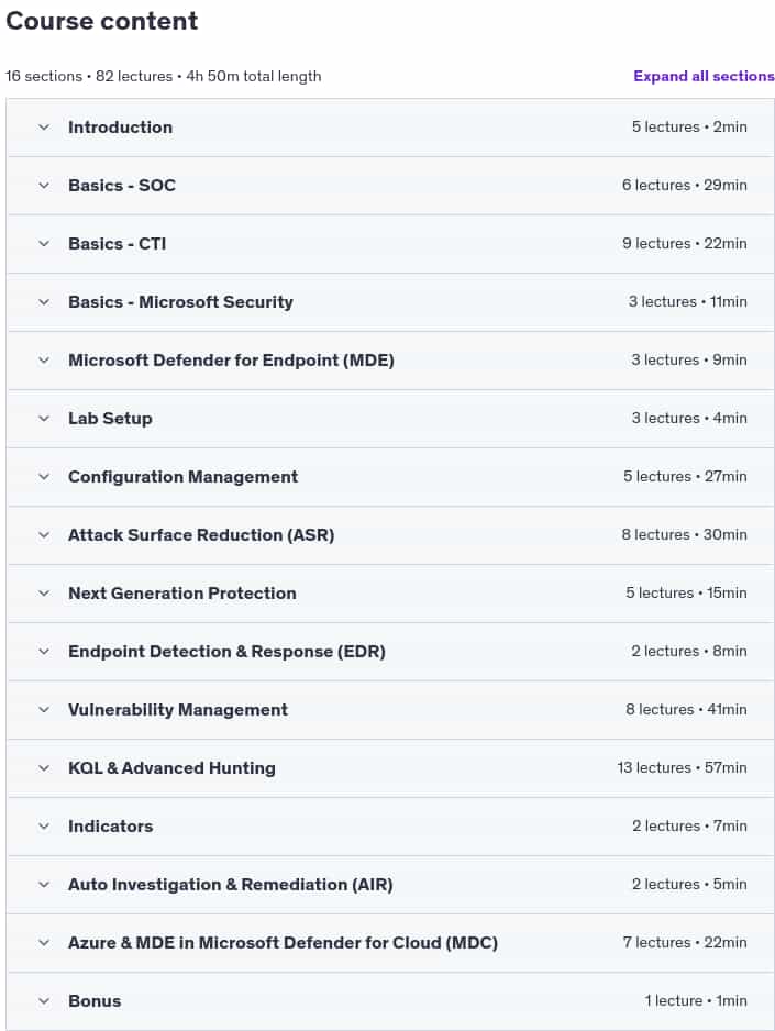 کورس کے موضوعات · مائیکروسافٹ Defender for Endpoint 2025-1