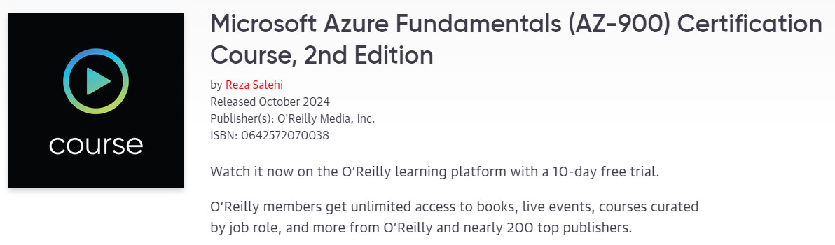 Pictures · Oreilly — Microsoft Azure Fundamentals (AZ-900) Certification Course, 2nd Edition 2024-10