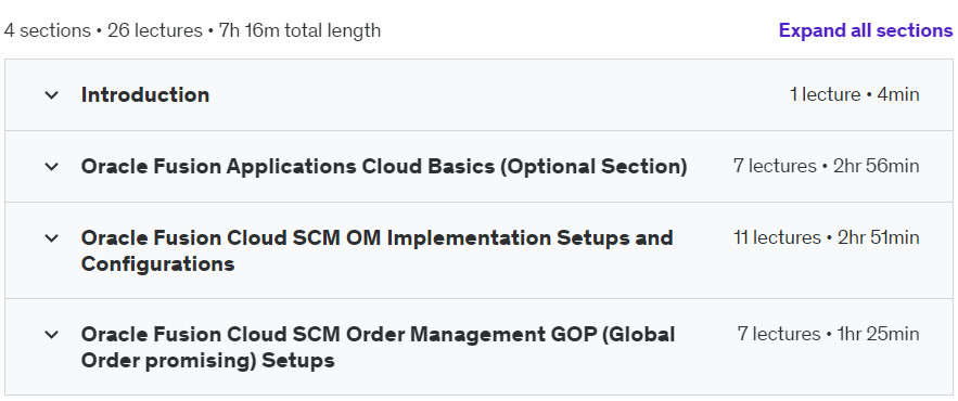 Course topics · Oracle Fusion Cloud SCM Order Management Implementati Part-1 2024-6