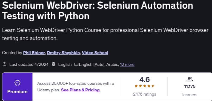 الصور · Selenium WebDriver: اختبار تلقائي السيلينيوم مع Python 2024-4