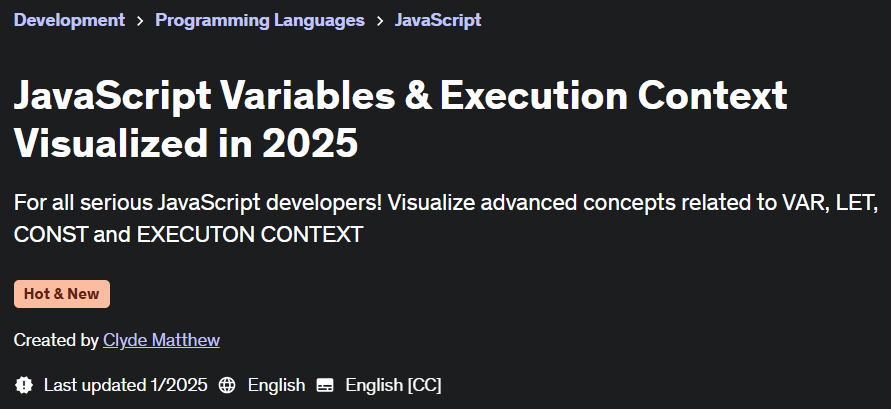 Pictures · Udemy — JavaScript Variables & Execution Context Visualized in 2025 2024-11