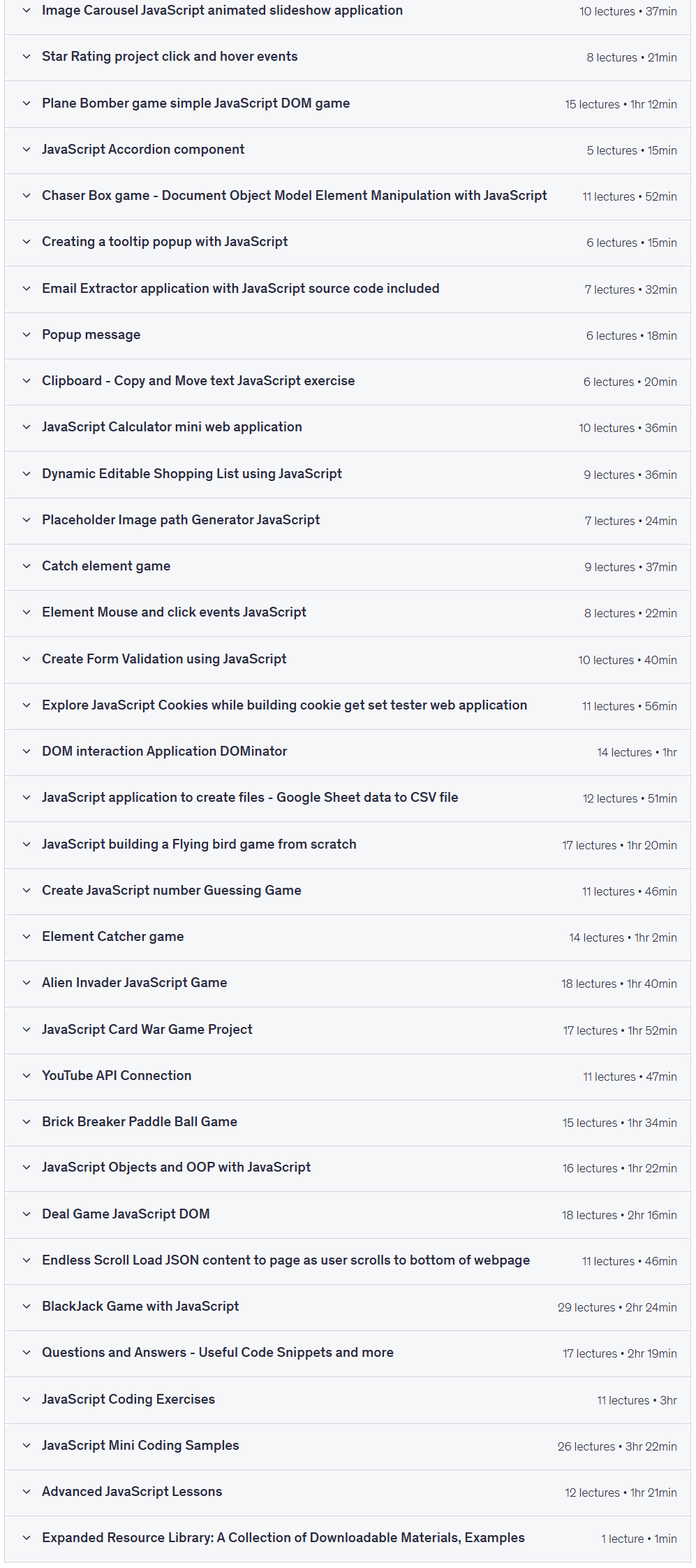 Course topics · Modern JavaScript Projects Course 60 plus Apps Games DOM 2026-2
