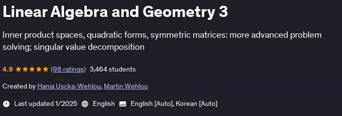 Pictures · Udemy — Linear Algebra and Geometry 3 2025-1