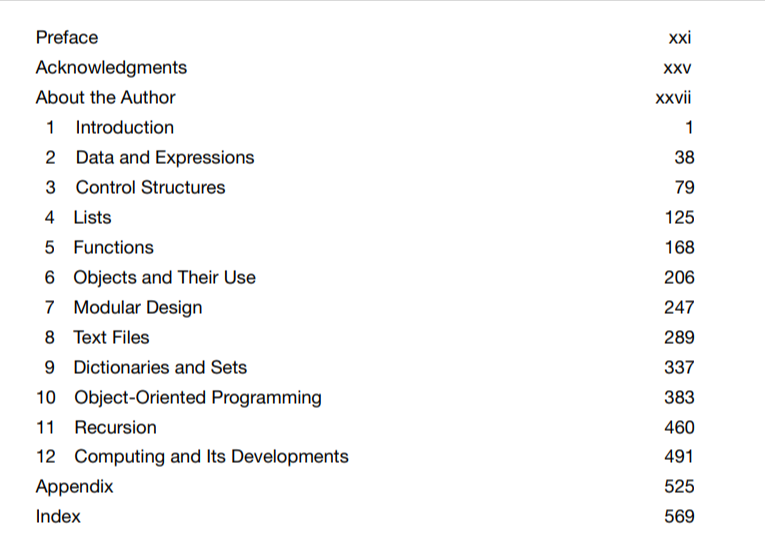 Course topics · Wiley – Introduction to Computer Science Using Python : A Computational Problem – Solving Focus 2015