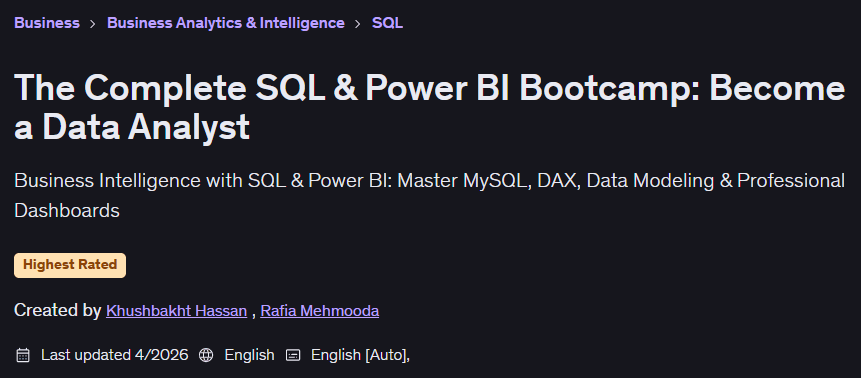 الصور · الكامل SQL & Power BI Bootcamp: أن تصبح محلل بيانات 2026-1