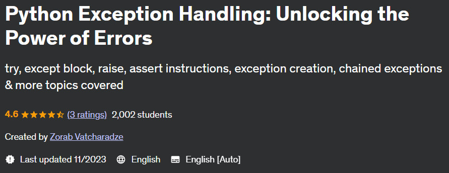 Pictures · Udemy — Python Exception Handling: Unlocking the Power of Errors 2023-11