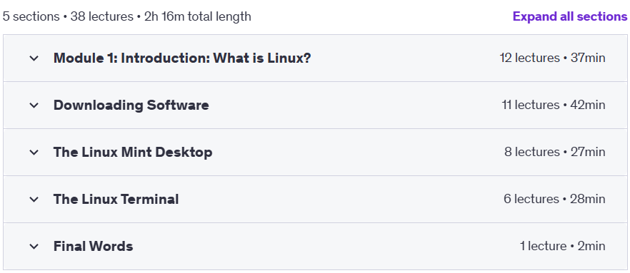 Course topics · Udemy — Resurrect Your Old PC: Download Linux & Easy install 2025-2