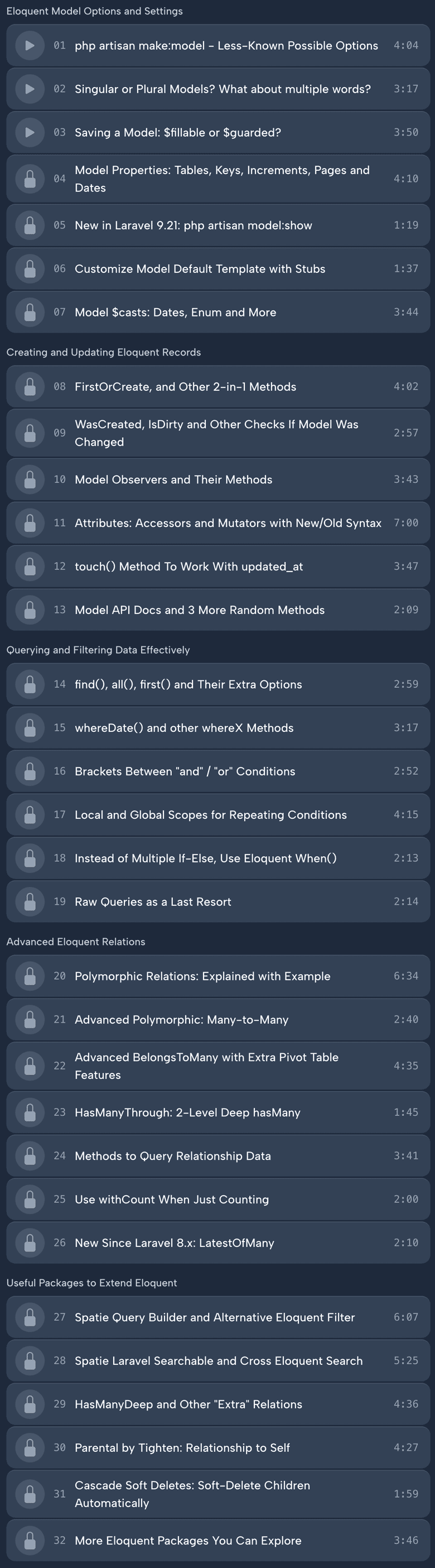 Course topics · Laravel Daily — Eloquent: The Expert Level 2021-9