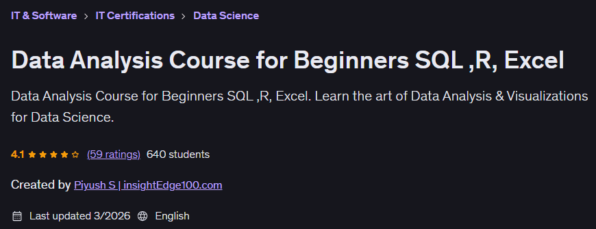 Pictures · Data Analysis Course for Beginners SQL ,R, Excel 2026-3