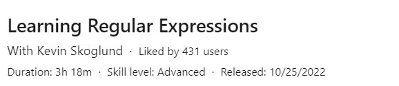 Pictures · LinkedIn — Learning Regular Expressions 2022-10
