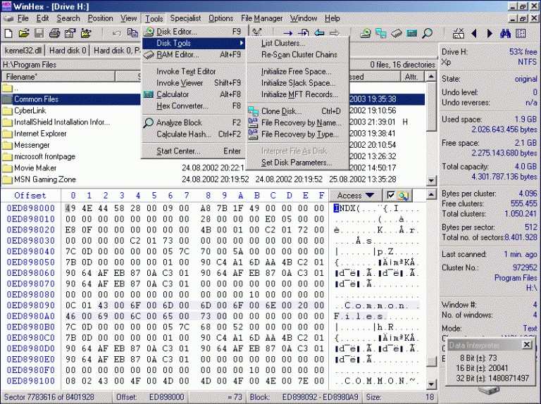 Pictures · X-Ways WinHex Forensics v20.0 SR-7 x86/x64