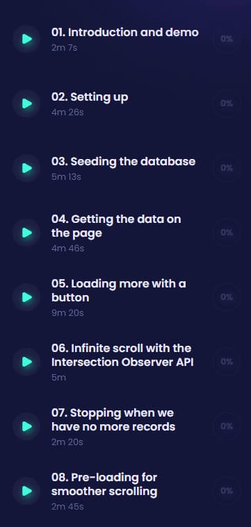 Course topics · CodeCourse — Infinite Scroll with Livewire 2021-3