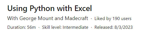 Pictures · LinkedIn — Using Python with Excel 2023-8