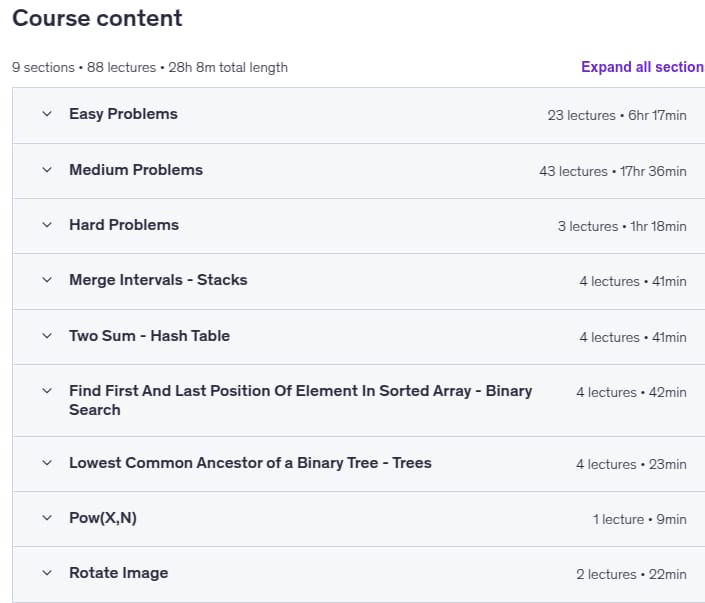 Course topics · Amazon Interview Prep: Data Structures & Algorithms 2025-11