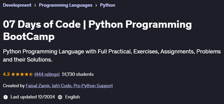 Pictures · Udemy — 07 Days of Code | Python Programming BootCamp 2024-12