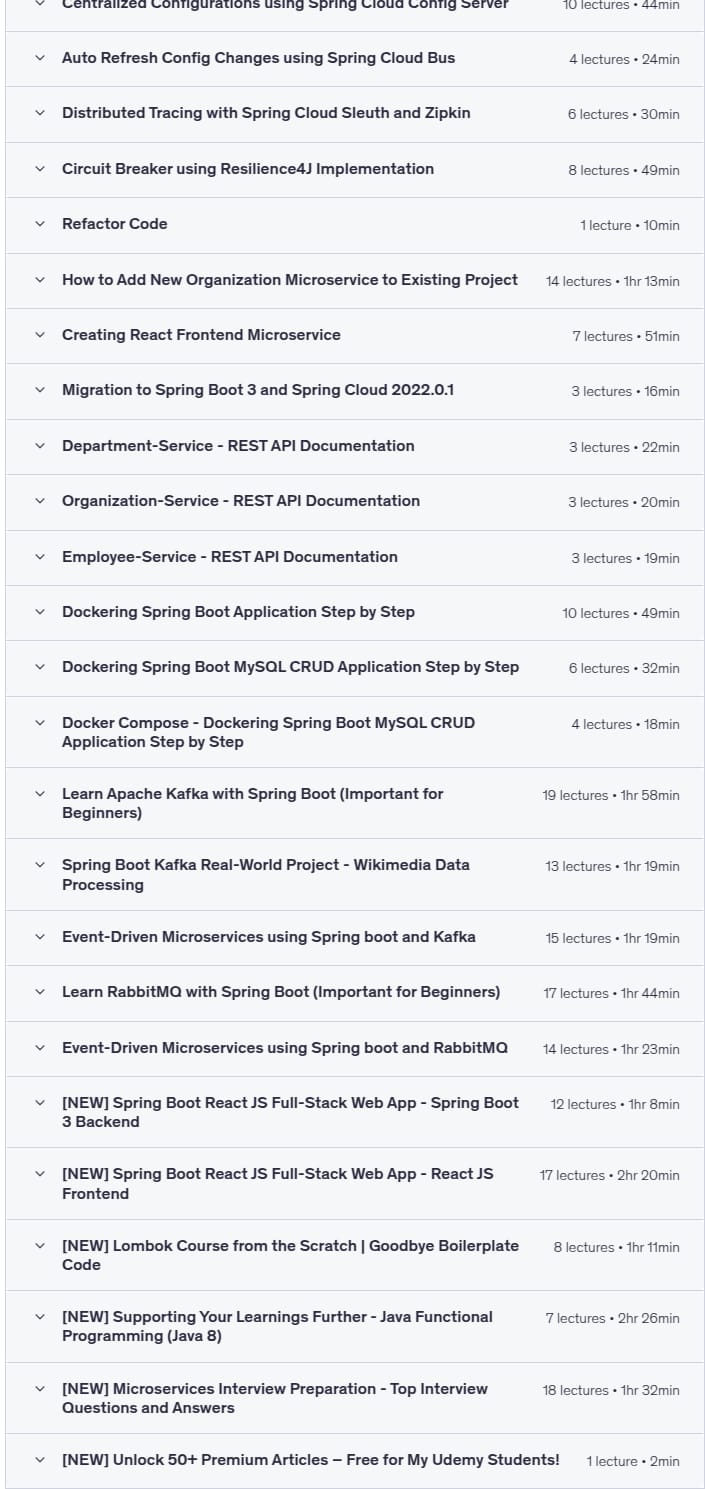 کورس کے موضوعات · [NEW] Spring Boot & Spring Cloud کے ساتھ مائیکروسافٹ کی تعمیر 2025-12