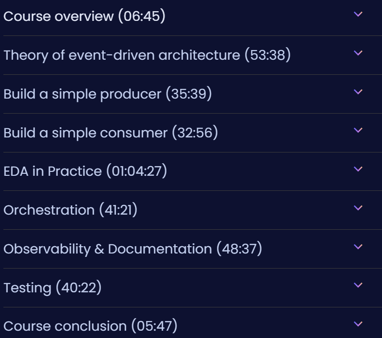 Course topics · Dometrain — From Zero to Hero: Event-Driven Architecture 2024-12