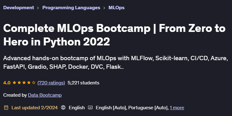 Pictures · Complete MLOps Bootcamp | From Zero to Hero in Python 2022 2024-2