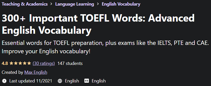 Pictures · Udemy — 400+ TOEFL & IELTS Words: Advanced English Vocabulary 2021-11