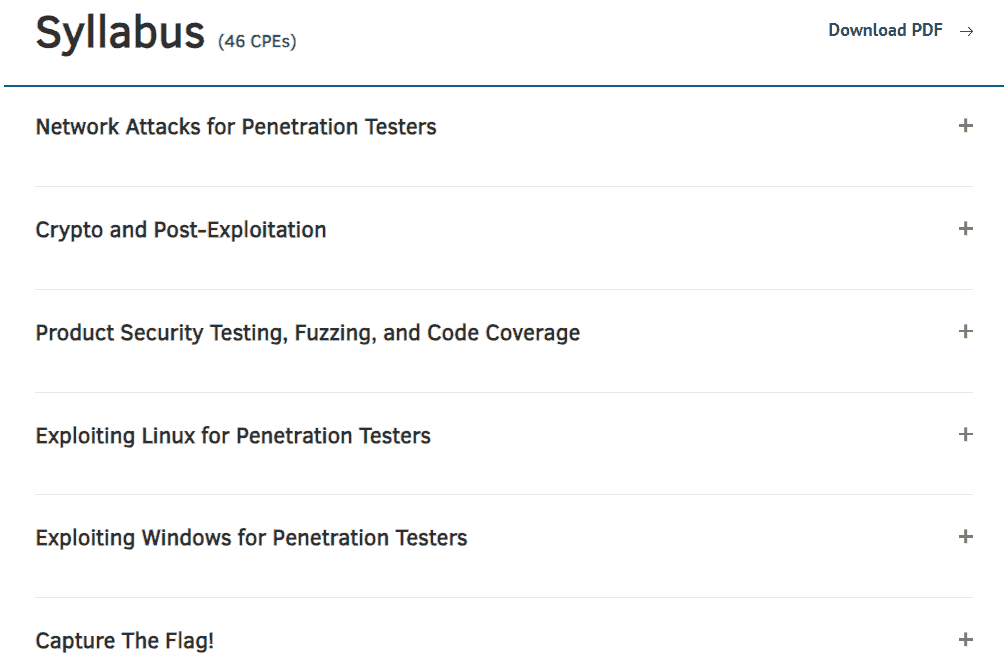 Course topics · SANS — SEC660: Advanced Penetration Testing, Exploit Writing, and Ethical Hacking™ 2021-12