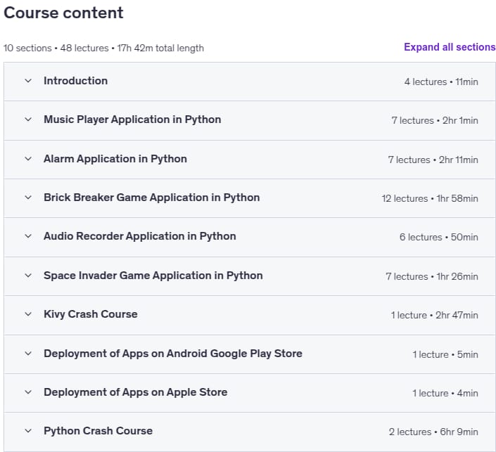 कोर्स के विषय · बनाओ 5 आश्चर्यजनक Android/iOS मोबाइल अनुप्रयोगों में Python 2025-10