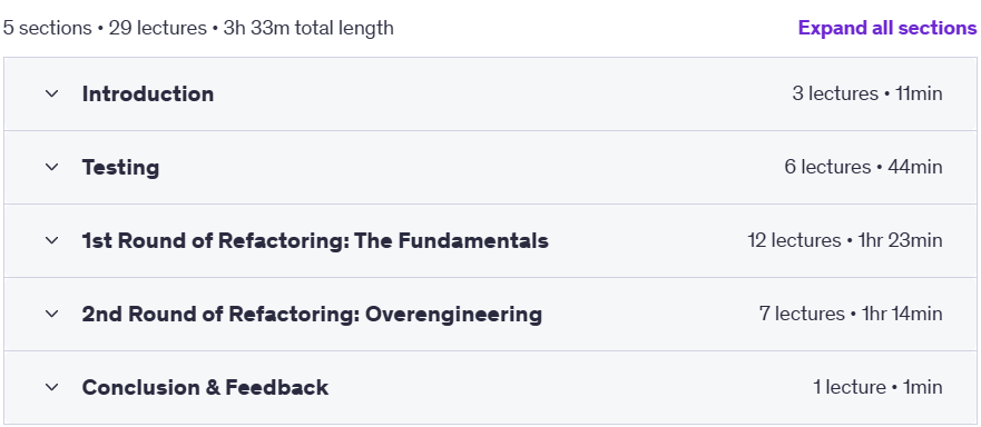 Course topics · Udemy — Refactoring Legacy Code like a Pro: a Use Case. 2023-12