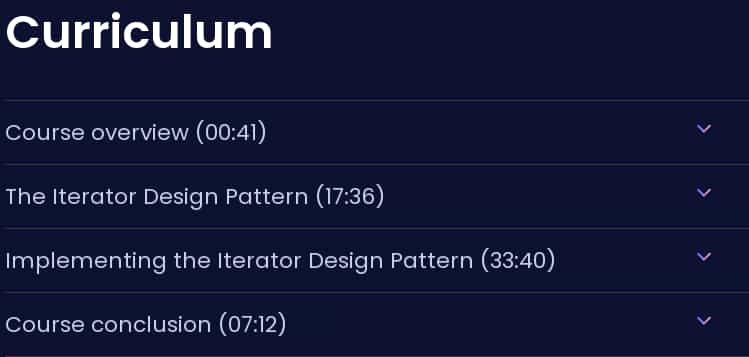 Course topics · Dometrain — Design Patterns in C#: Iterator 2024-11