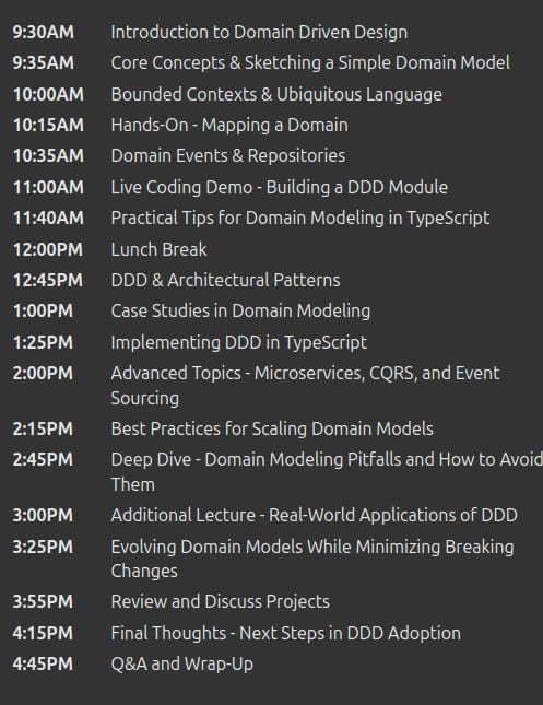 Course topics · Model Complex Domains with TypeScript 2025-6