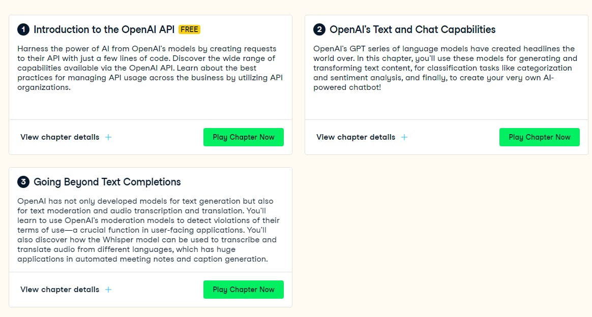 Course topics · Datacamp — Working with the OpenAI API 2023-11