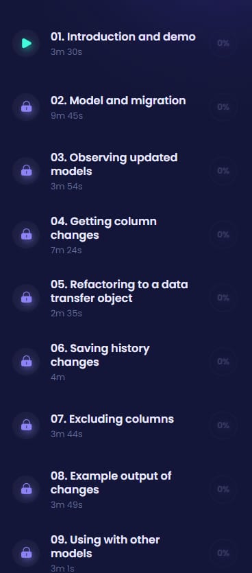Course topics · Codecourse — Laravel Database History Tracking 2021-1