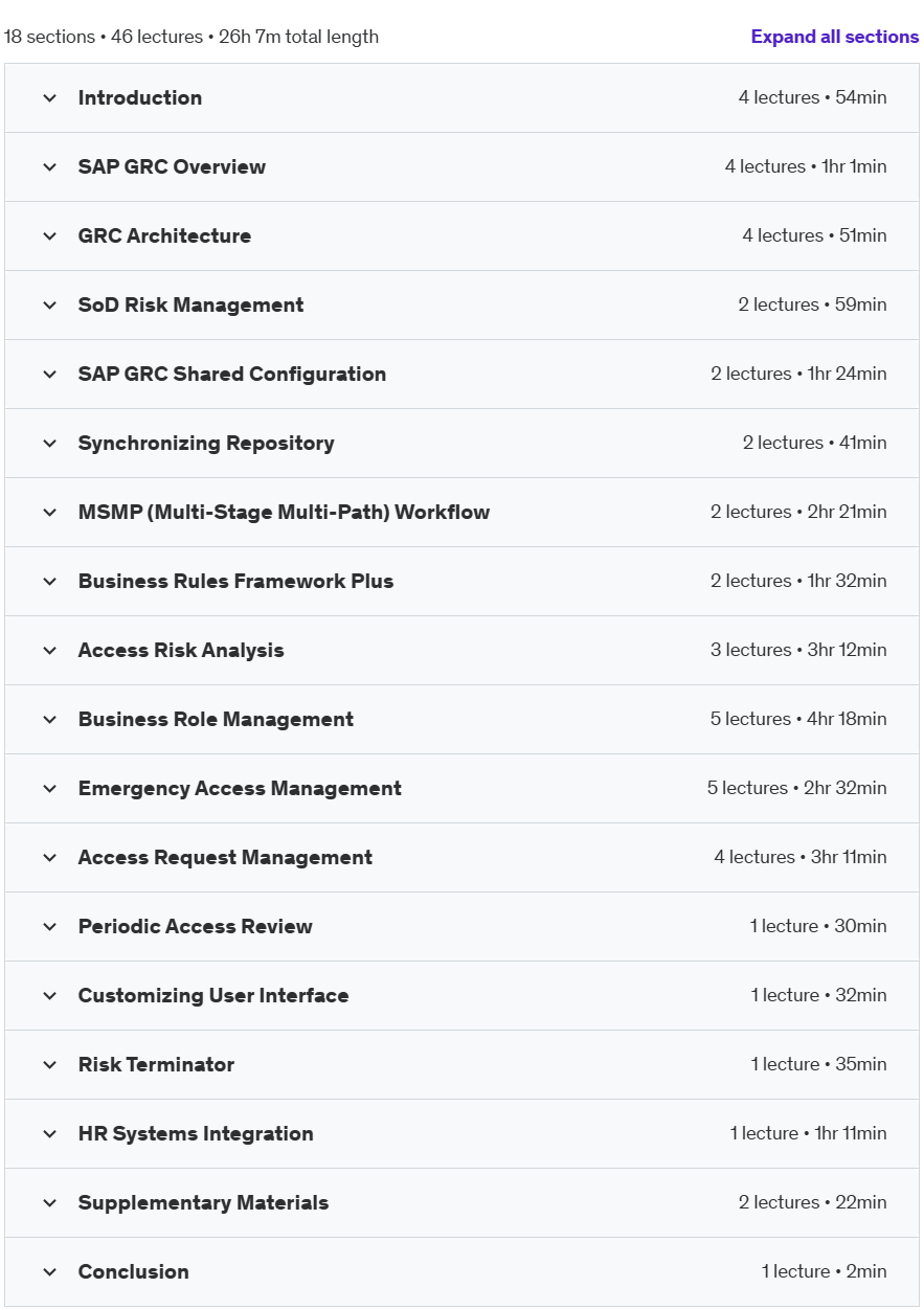 Course topics · SAP GRC 12 Access Control Training 2024-9