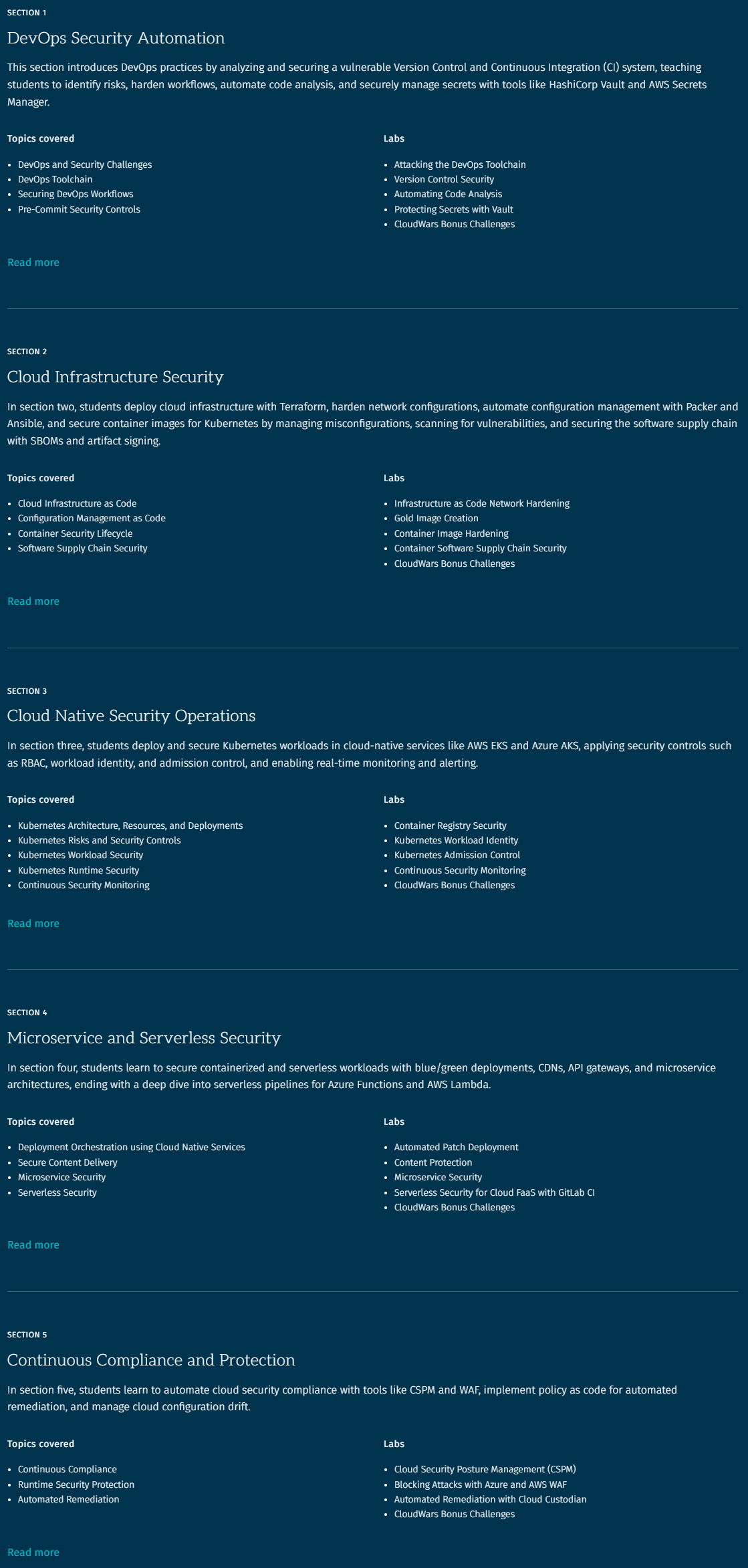 موضوعات الدورة · SANS – SEC540: Cloud Native Security و DevSecOps الأتمتة 2020-6