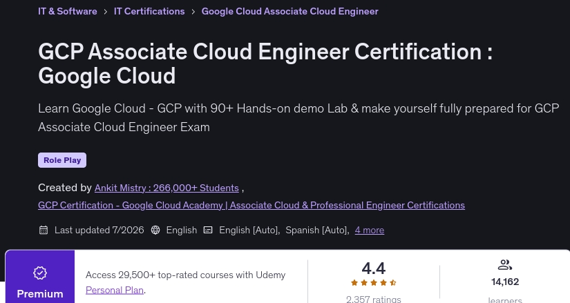 चित्र · GCP एसोसिएट क्लाउड इंजीनियर प्रमाणन: Google Cloud 2026-7