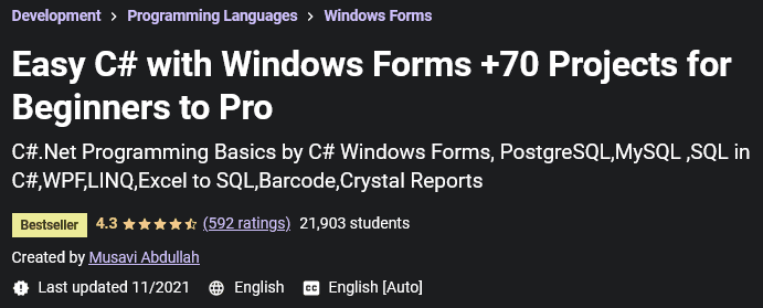 Pictures · Udemy — Easy C# with Windows Forms +70 Projects for Beginners to Pro 2021-10