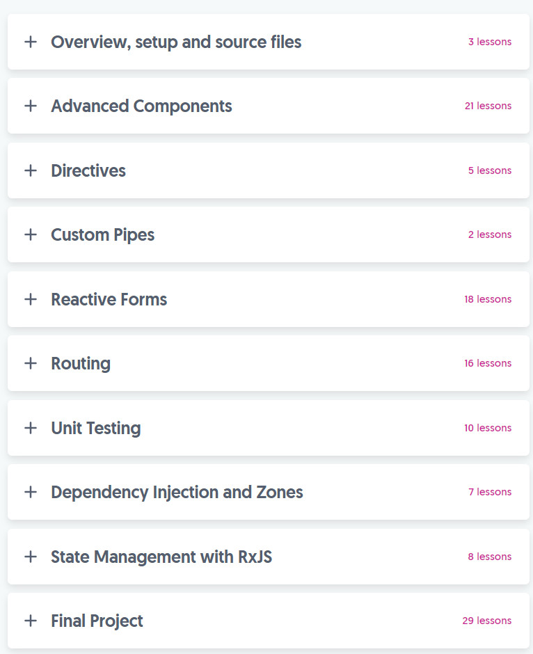 Course topics · Ultimate Courses — Angular Pro 2021-6