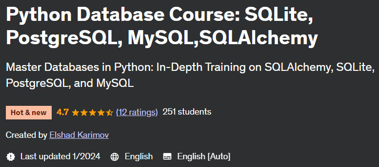 Pictures · Python Database Course: SQLite, PostgreSQL, MySQL,SQLAlchemy 2023-12