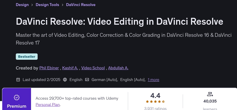 이미지 · DaVinci Resolve : 다빈치 솔루션에서 비디오 편집 2025-2